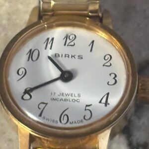 Birks vintage Gold Watch with White Dial